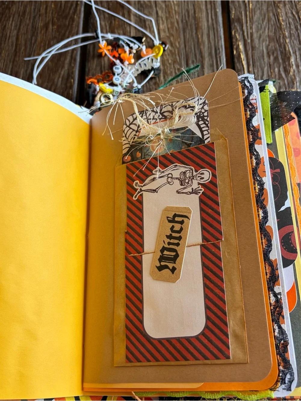 Halloween Junk Journal Candy Corn Cat Pumpkin Trick Or Treat SC 3 Sig Decorated